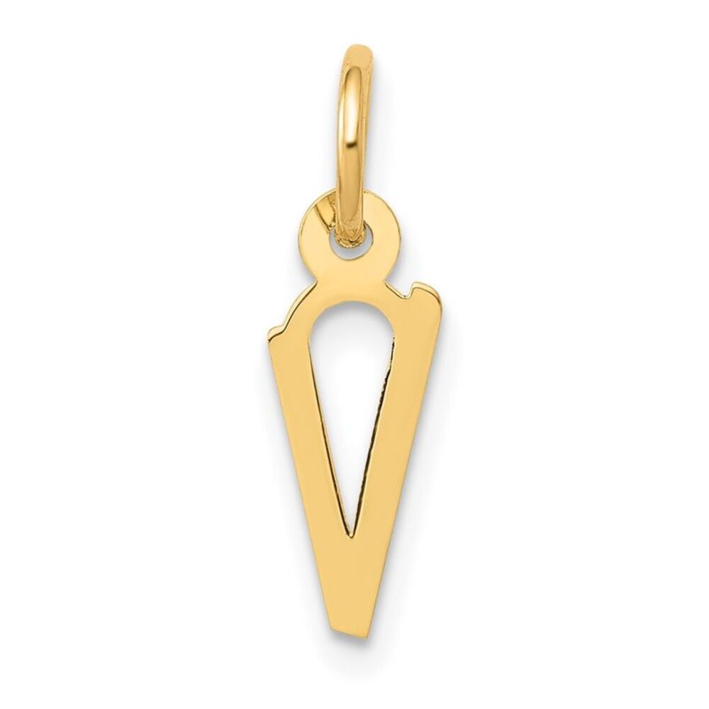 10k Yellow Gold Small Slanted Block Initial V Cha… - image 1